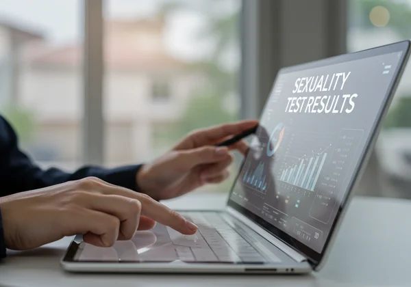 Person looking at sexuality test results on a screen