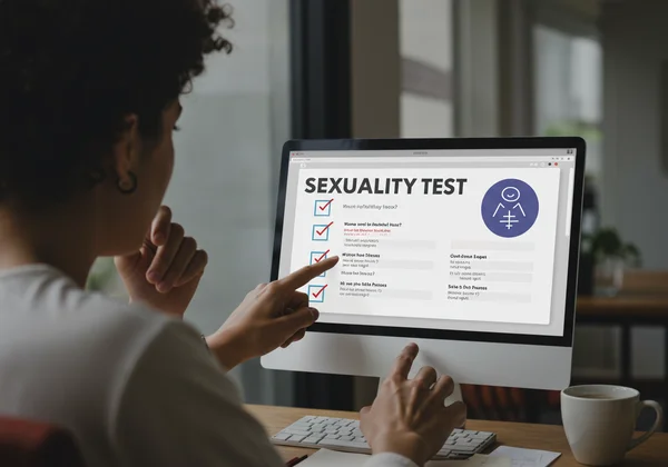 User interacts with online sexuality test for self-discovery