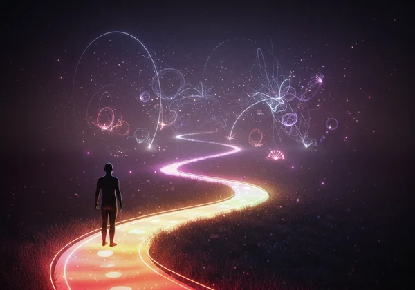 Person on journey, symbolizing fluidity and self-discovery