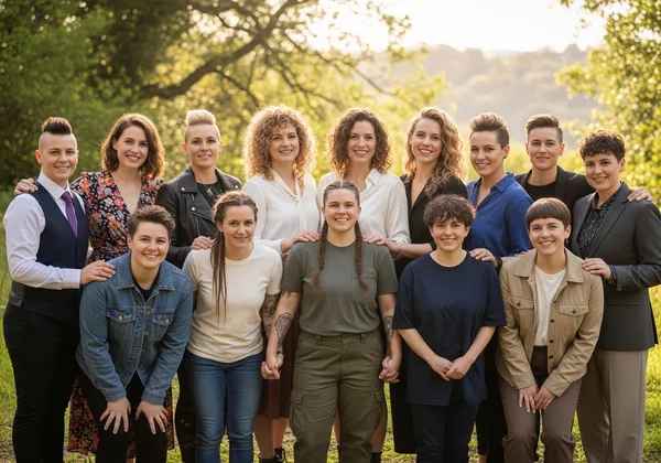 Diverse group of women representing lesbian identity.