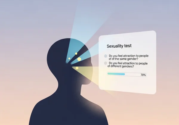 Person interacting with an online sexuality test interface.