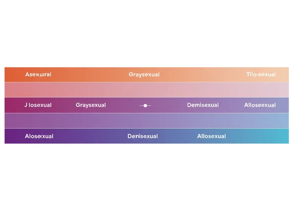 Visual spectrum showing allosexual, graysexual, demisexual.