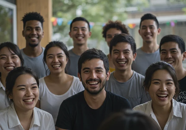 Diverse group connecting, symbolizing LGBTQ+ community support