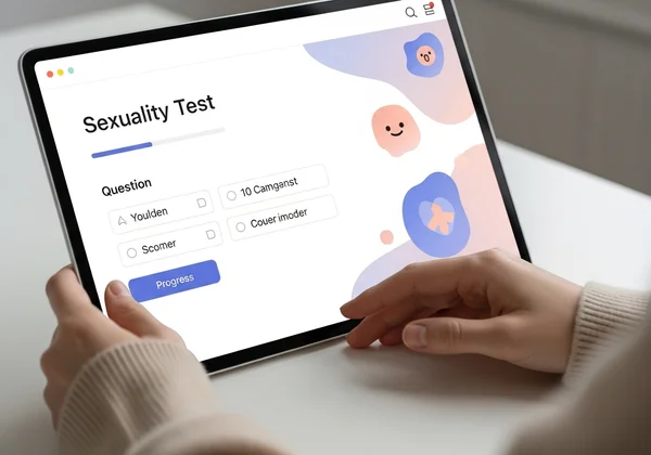 Person taking a confidential online sexuality test